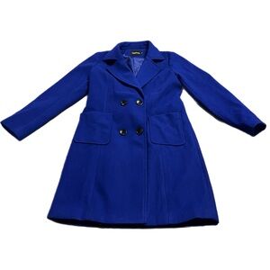 Wool Blend Chou Yatou Double Breasted Tailored Coat (Royal Blue) Size M